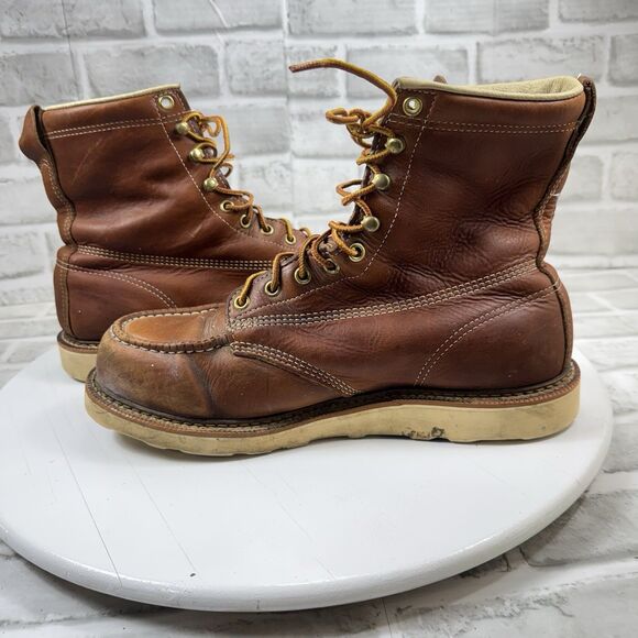 Duluth Trading Co VINTAGE Men\'s 10 W 6\' Moc Toe Brown Leather Made in USA Boots main image 8
